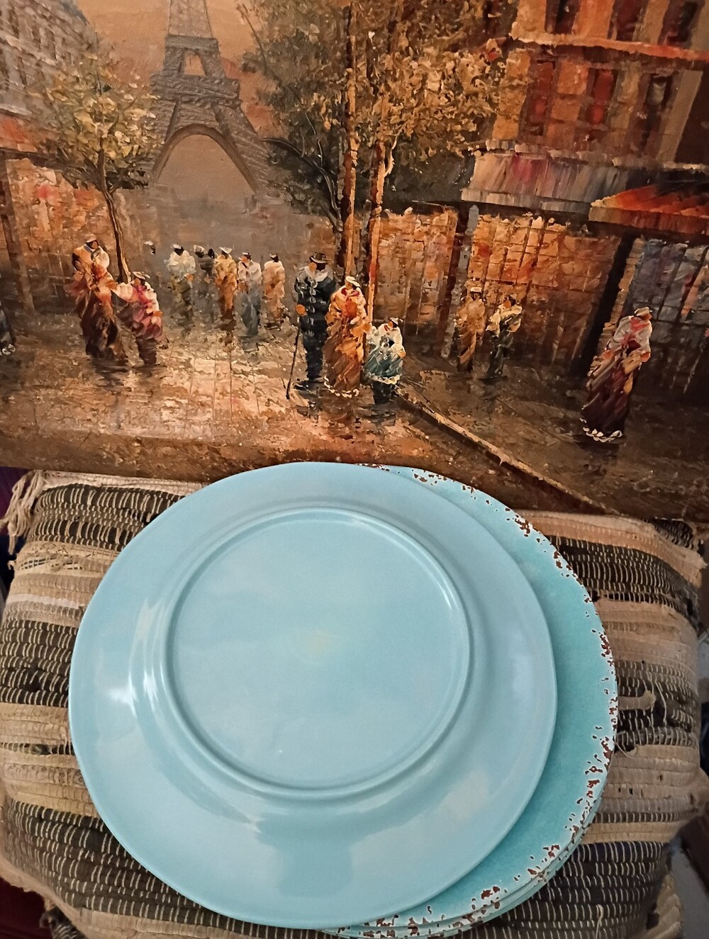 Tommy Bahama -5 Handcrafted Turquoise Ceramic Decorative Plate - Home Art Accent - Picture 2 of 6